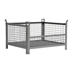 Mesh stillages fixed construction stackable 1 side half-height