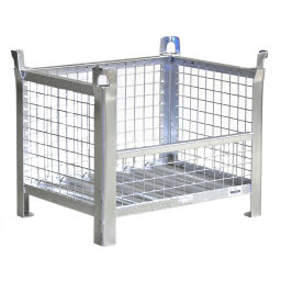 Mesh Stillages fixed construction stackable 1 side half-height.  L: 800, W: 600, H: 670 (mm). Article code: 133865V