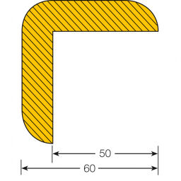 Profile protection Safety and marking wall protection corner protection Version:  corner protection.  L: 1000, W: 60, H: 60 (mm). Article code: 42.422.18.566