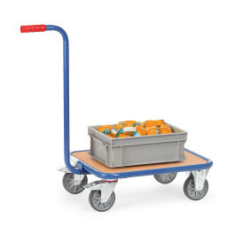 Onderwagen rolplateau met duwstang bodem met houtvezel plaat