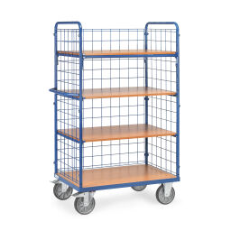Warehouse trolley Fetra shelved trolley front walls and 1 long side closed 858411-1