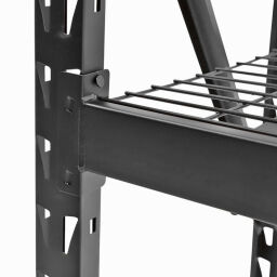 Rayonnage heavy duty 4 étagères grillagées 900 kg par étage