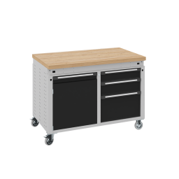 Workbenches mobile workbench on wheels, with 1 cupboard and 3 drawers