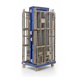 Roll conteneur occasion Conteneur roulant à 3 compartiments fond en plastique avec barrières à pince Occasion