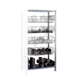 Static shelving rack 55 wire basket rack extension section