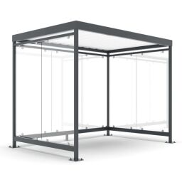 Overkappingen buitencabine met glaswanden