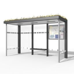 Canopies outside cabin with glass walls