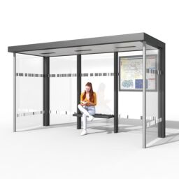 Canopies outside cabin with glass walls