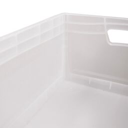 Euronorm stacking bins all walls closed + open handles