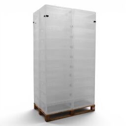 Euronorm stacking bins all walls closed + open handles
