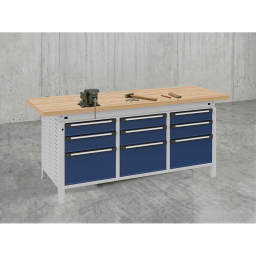Etablis table de travail équipe de 9 tiroirs
