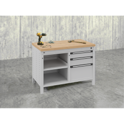 Workbenches with 3 drawers and 1 shelve