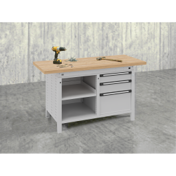 Workbenches with 3 drawers and 1 shelve
