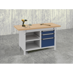 Workbenches with 3 drawers and 1 shelve