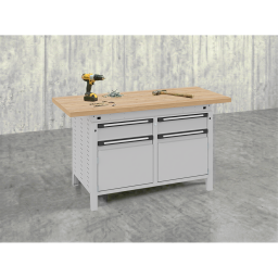 Workbenches with 2 cabinets and 2 drawers 
