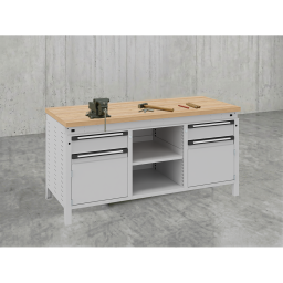 Etablis table de travail avec 2 armoires, 2 tiroirs et 1 étagère