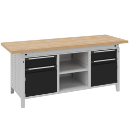Etablis table de travail avec 2 armoires, 2 tiroirs et 1 étagère