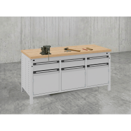 Etablis table de travail avec 3 tiroirs et 3 armoires