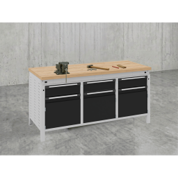 Etablis table de travail avec 3 tiroirs et 3 armoires