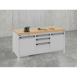 Workbenches with 3 drawers and 2 cabinets