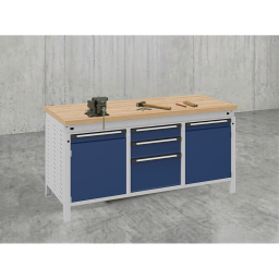 Etablis table de travail avec 3 tiroirs et 2 armoires