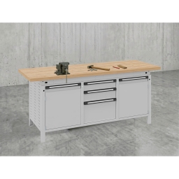 Workbenches with 3 drawers and 2 cabinets