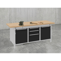 Workbenches with 3 drawers and 2 cabinets
