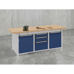 Workbenches with 3 drawers and 2 cabinets