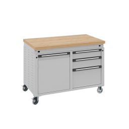 Workbenches mobile workbench on wheels, with 1 cupboard and 3 drawers