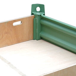 Stacking box steel fixed construction with removable wall