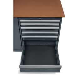 Workbenches with 15 drawers, 1 cabinet, and a tool rack
