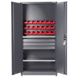 Tool Cabinets with 3 drawers, 2 shelves, and 21 storage bins