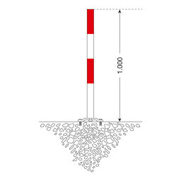 Barriers Safety and marking bumper protection removable protective pole red-white, ø 76 mm.  W: 76, H: 1000 (mm). Article code: 42.131.11.899