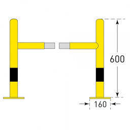 Collision Protection Safety and marking bumper protection column protection Surface treatment:  plastic-coated.  W: 520, D: 520, H: 600 (mm). Article code: 42.200.20.623