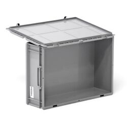 Valise en plastique conforme à la norme Euronorm 600 x 400 x 185 mm – 34 litres – couvercle à charnières démontable