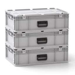 Valise en plastique conforme à la norme Euronorm 600 x 400 x 185 mm – 34 litres – couvercle à charnières démontable