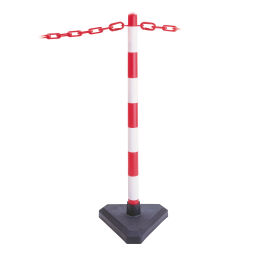 Barriers safety and marking combination kit 6 uprights with triangle plate, complete with 10 m chain and hooks (red/white) 