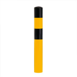 Protection guards Safety and marking bumper protection crash protection bollard, plastic-coated - 195 mm large (black/yellow).  W: 194, H: 1600 (mm). Article code: 42.199.19.836