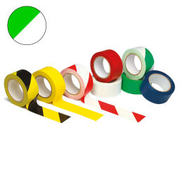 Floor marking and tape Safety and marking tape 50 mm x 33 m green/white.  L: 33000, W: 50, H: 1 (mm). Article code: 51LMT-GW