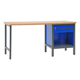 Etablis, servantes et bureaux industriels table de travail avec 1 tiroir, 200 cm