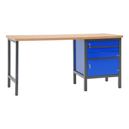 Etablis table de travail avec 1 tiroir et 1 armoire, 200 cm