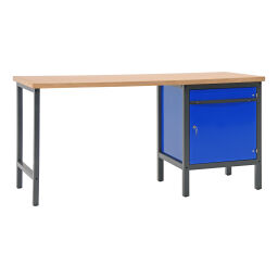 Werkbänke Arbeitstisch mit 1 Schrank, 200 cm