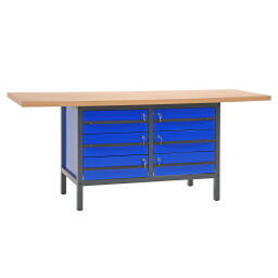 Workbench workbench with 6 drawers, 200 cm