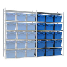 Shelving combination kit EXTENSION incl. 15 stacking boxes with lid New