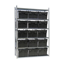 Combination set Shelving combination kit shelving rack including 15 stacking boxes with lid Type:  combination kit.  W: 1340, D: 600, H: 2000 (mm). Article code: CS-55-8496-S1