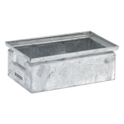 Storage bin steel stackable 4 sides Surface treatment:  galvanized.  L: 250, W: 150, H: 100 (mm). Article code: 10701V