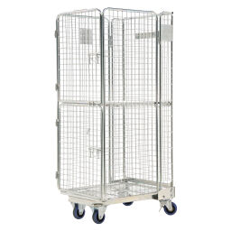 Roll rontainer rental roll cage 4 sides double door a-nestable with rubber wheels