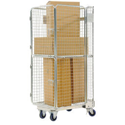 4-Sides Roll cage 4 sides double door A-nestable with rubber wheels Rental Type:  4 sides double door.  L: 850, W: 715, H: 1900 (mm). Article code: H99-1546-D850