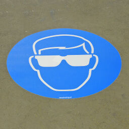 Borden en stickers Veiligheid en markering vloermarkering oogbescherming verplicht.  L: 430, B: 430,  (mm). Artikelcode: 51FM-25