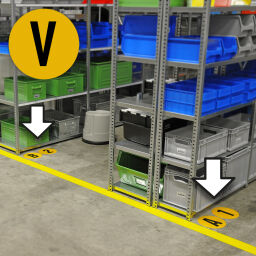 Floor marking and tape identification labels floor identification markers letter V